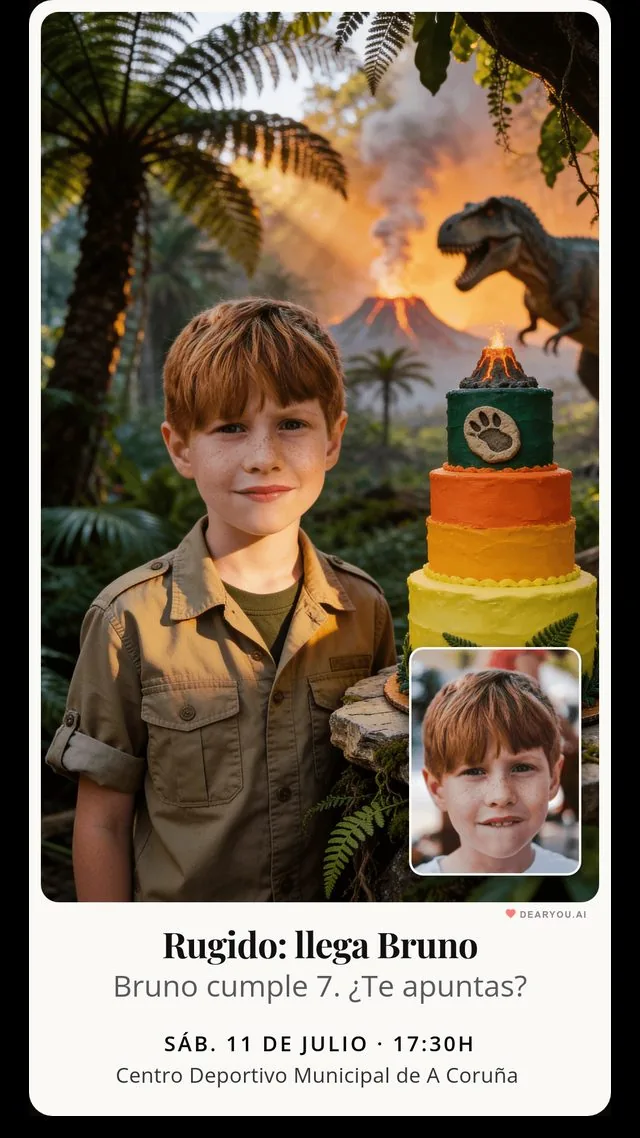 Dinosaur-themed invitation